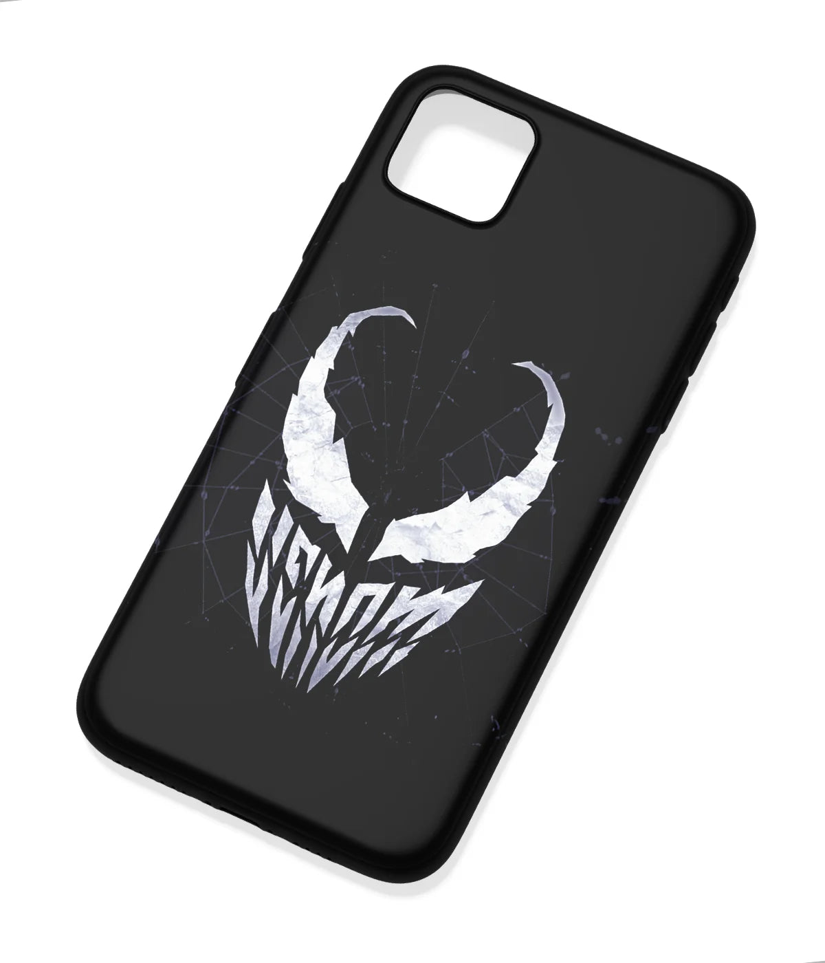 An angled view of a soft silicone case featuring a colorful design.