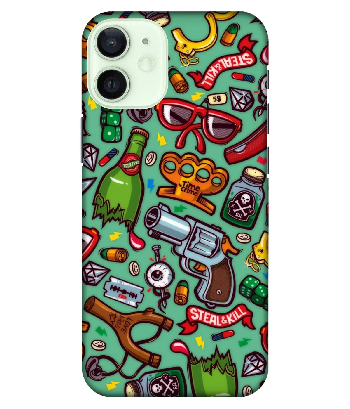 A product shot of a slim hard case with a colorful design.
