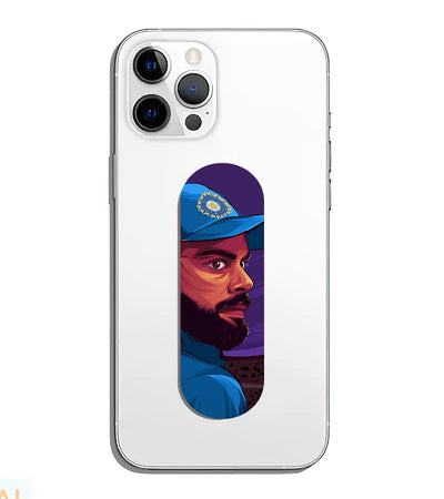 A phone grip slider applied to the back of a smartphone.