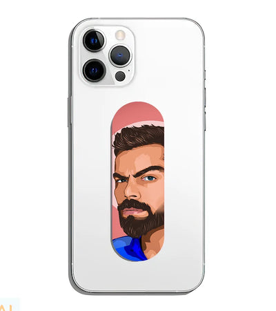 A phone grip slider applied to the back of a smartphone.