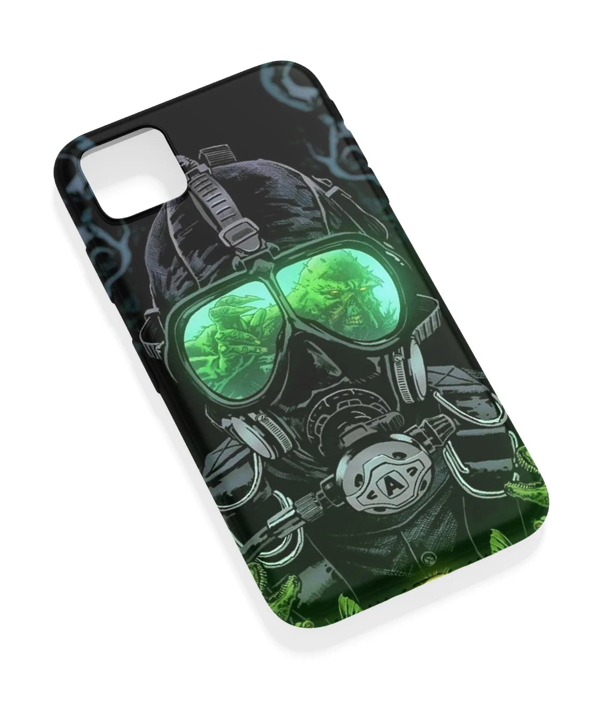 An angled view of a soft silicone case featuring a vibrant design.