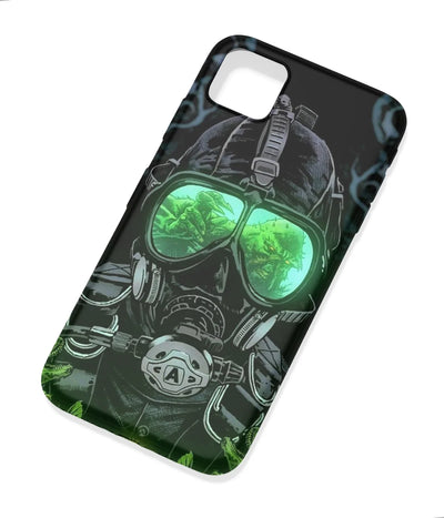 An angled view of a soft silicone case featuring a colorful design.