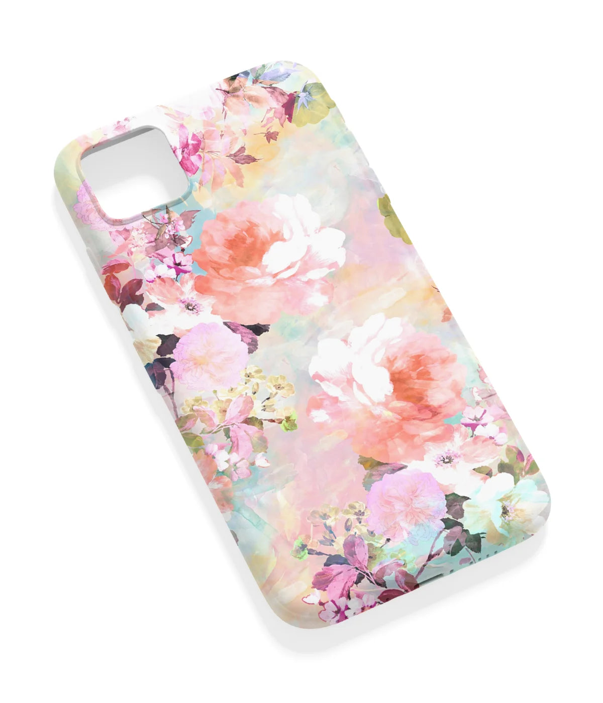 An angled view of a soft silicone case featuring a vibrant design.