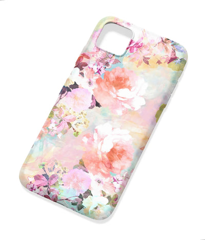 An angled view of a soft silicone case featuring a colorful design.