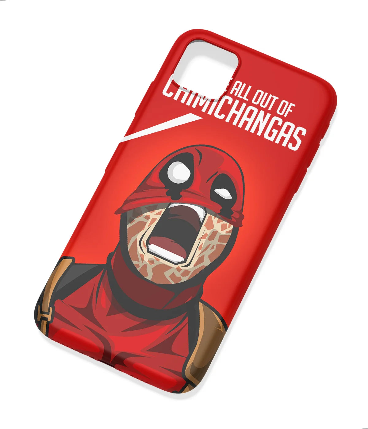 An angled view of a soft silicone case featuring a colorful design.