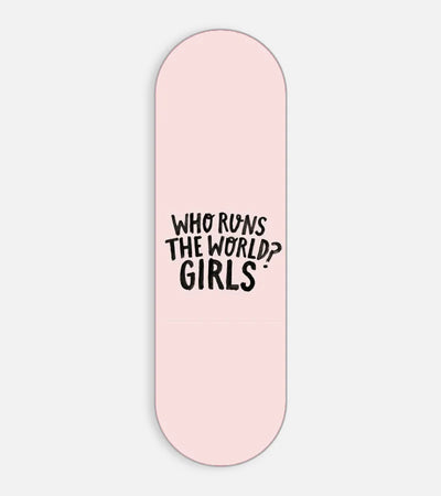 Mobile phone grip slider with a colorful design on a white background