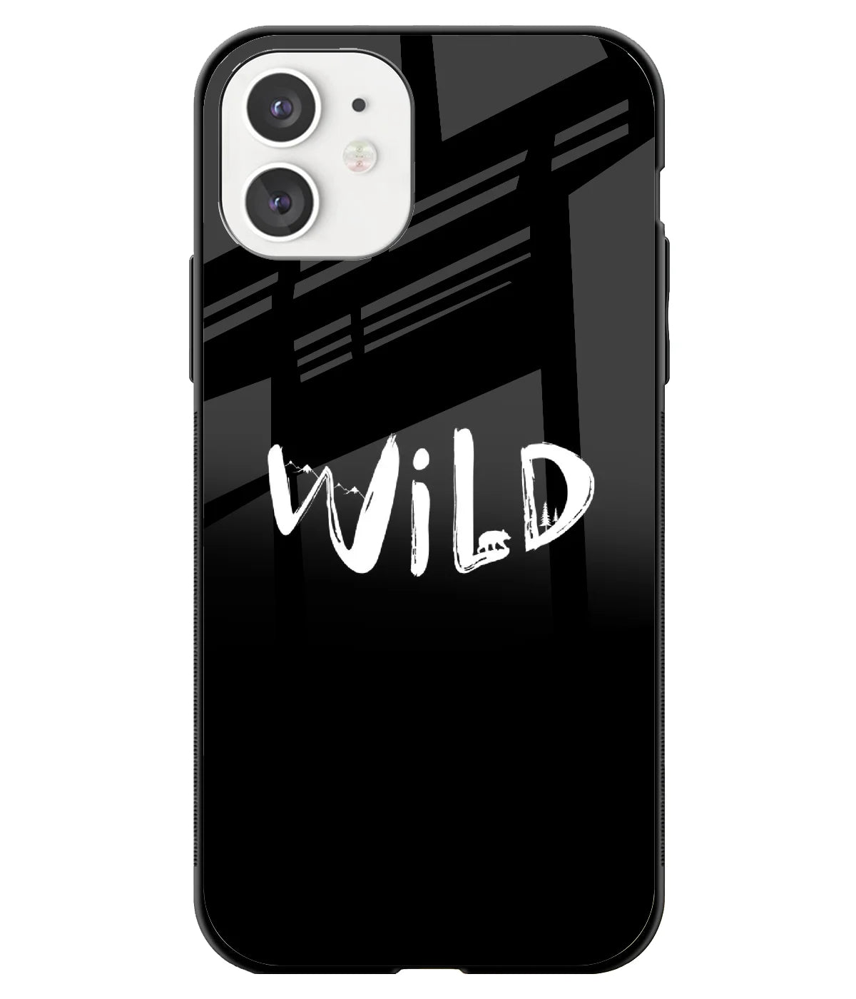 A front-on view of a glass phone case with a colorful design.
