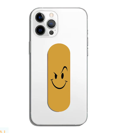 A phone grip slider applied to the back of a smartphone.