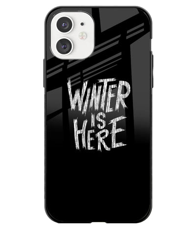 A front-on view of a glass phone case with a colorful design.