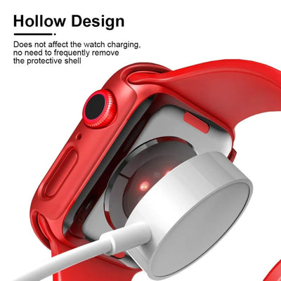 Rear view of an Apple Watch showcasing the wireless charging compatibility without removing the case.
