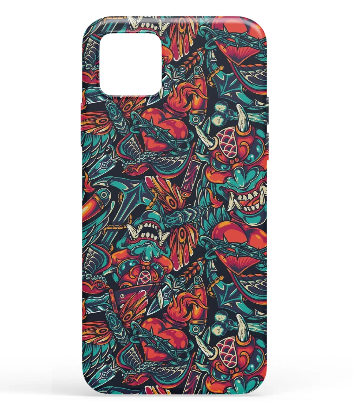 A front-on view of soft silicone phone case with a colorful design.
