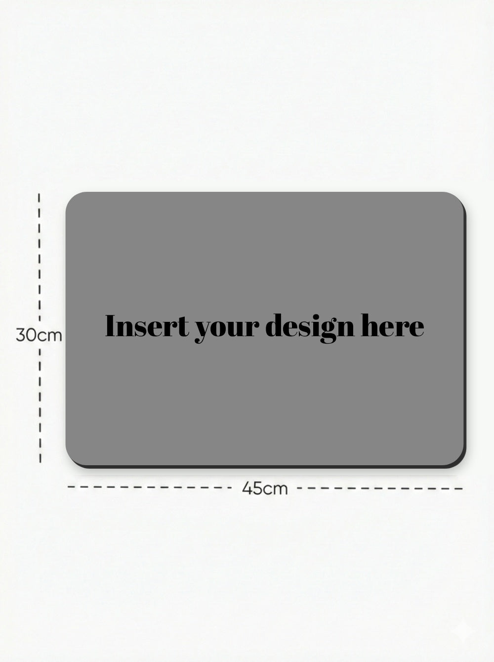 Illustration for the Mouse Pad displaying exact dimensions of 45cm width by 16.5 inches 30cm height.