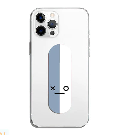 A phone grip slider applied to the back of a smartphone.