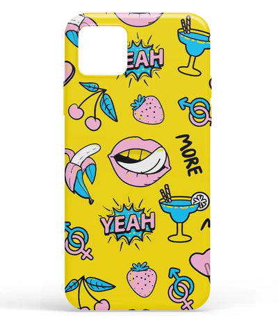 A front-on view of soft silicone phone case with a colorful design.