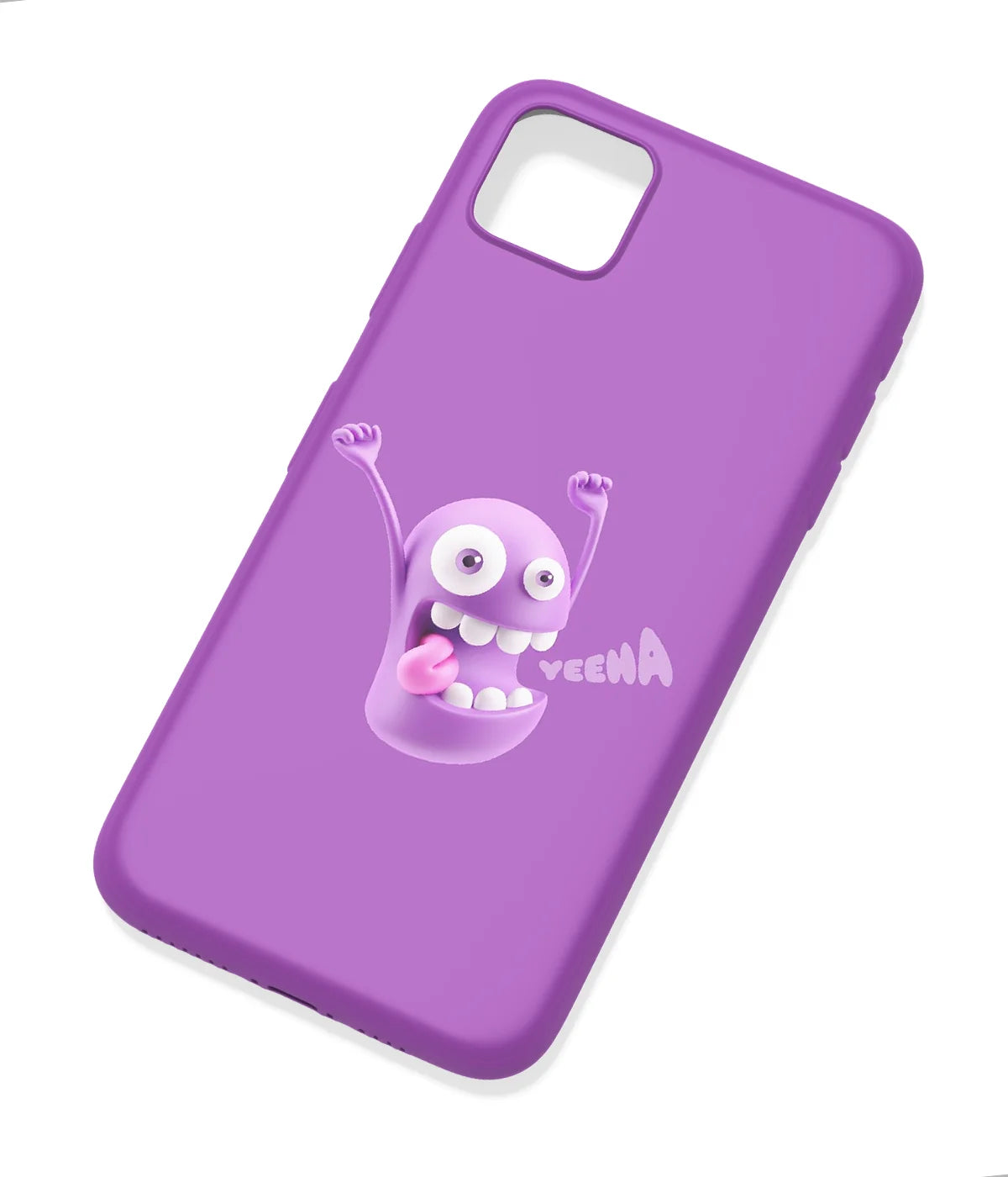 An angled view of a soft silicone case featuring a colorful design.