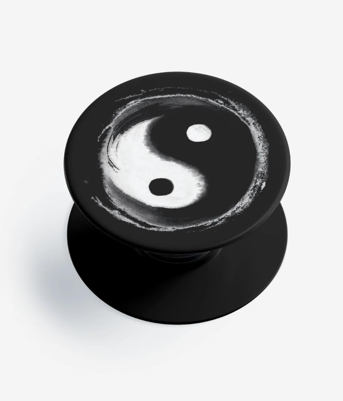 A top-down view of a phone grip holder on a clean white background