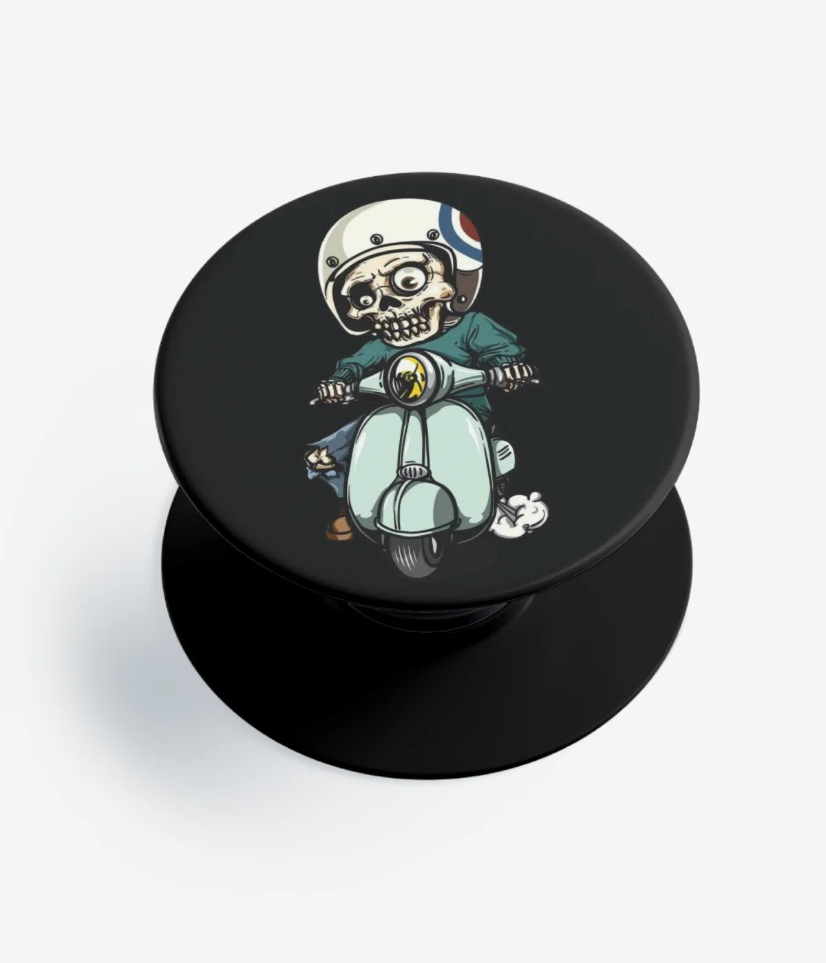 A top-down view of a phone grip holder on a clean white background