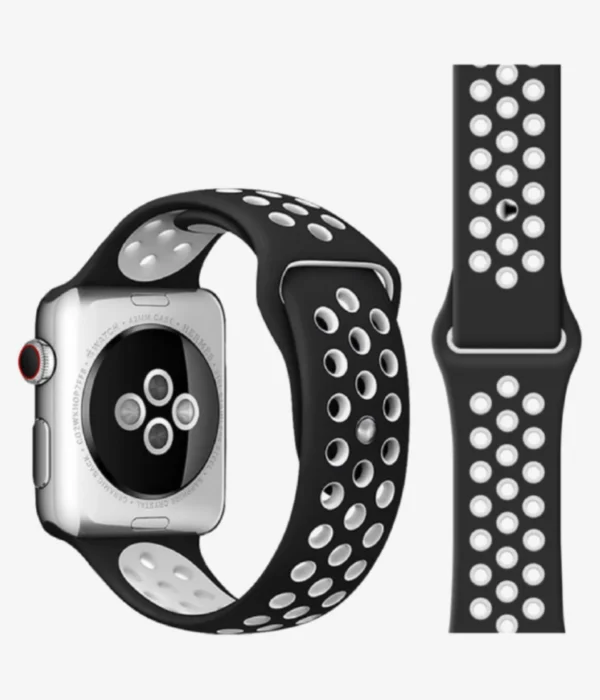 Apple Sports Silicone Watchband Black-White (42/44/45mm)
