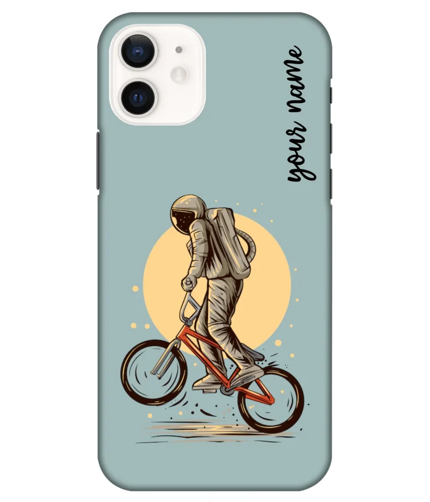 Astronaut Riding Cycle Printed Name Case