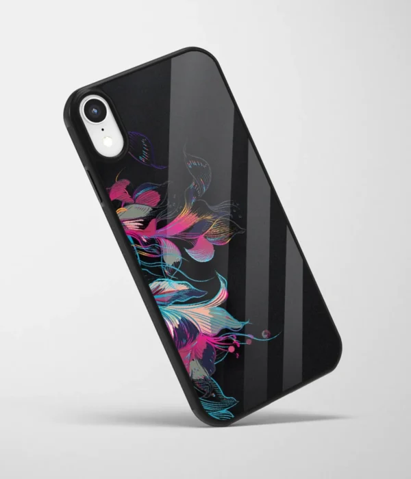 Abstract Flower Design Printed Glass Case