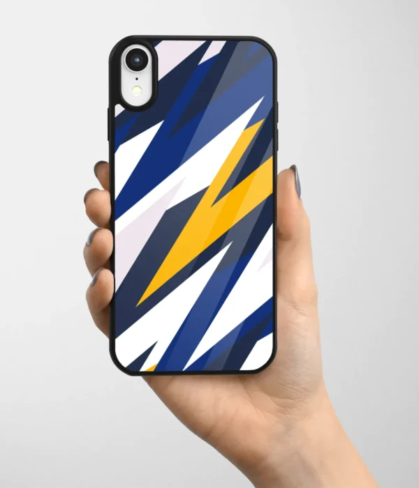 Blue Abstract Pattern Printed Glass Case
