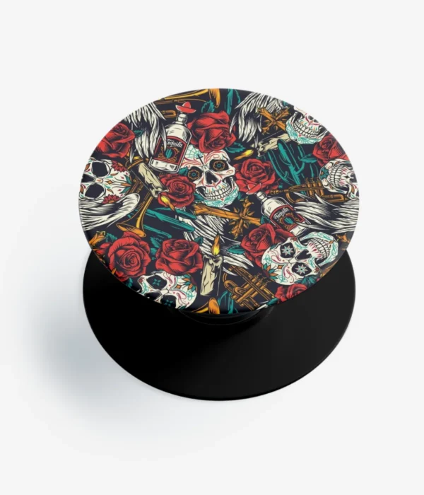 Skull And Rose Pattern Pop Socket