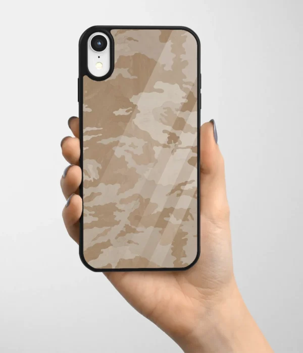 Brown Camouflage Pattern Printed Glass Case