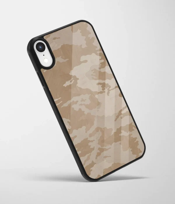 Brown Camouflage Pattern Printed Glass Case