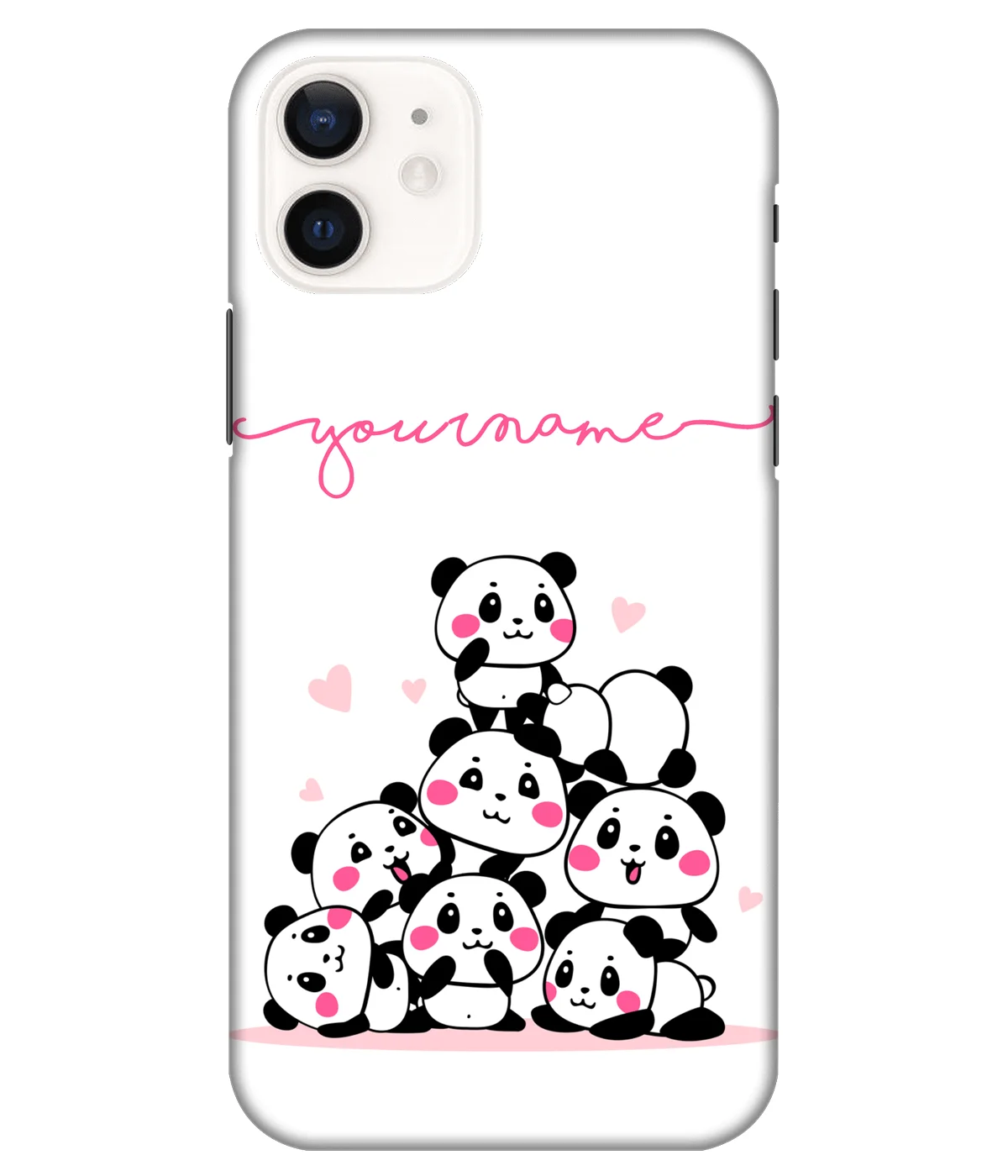 Cute Pandas Printed Name Case