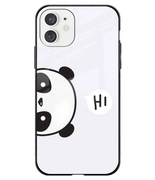 Cute Panda Peeking Printed Glass Case