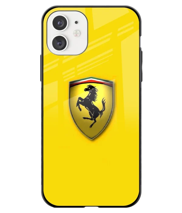 Ferrari Logo Yellow Printed Glass Case
