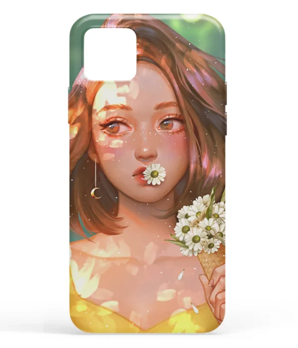 Girl With Daisy Flowers Printed Soft Silicone Mobile Back Cover