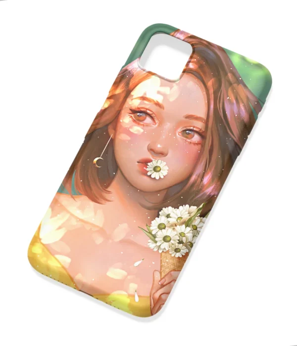 Girl With Daisy Flowers Printed Soft Silicone Mobile Back Cover