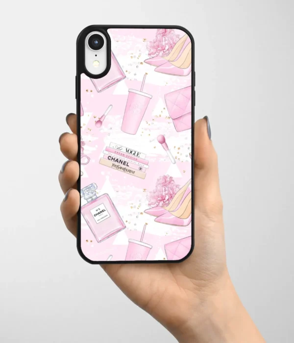 Girly Item Pattern Pink Printed Glass Case