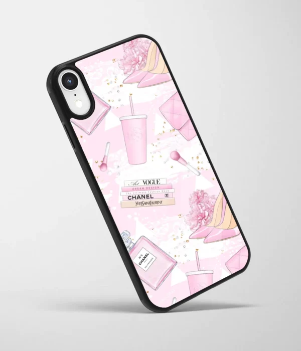 Girly Item Pattern Pink Printed Glass Case