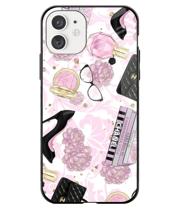 Girly Makeup Items Printed Glass Case