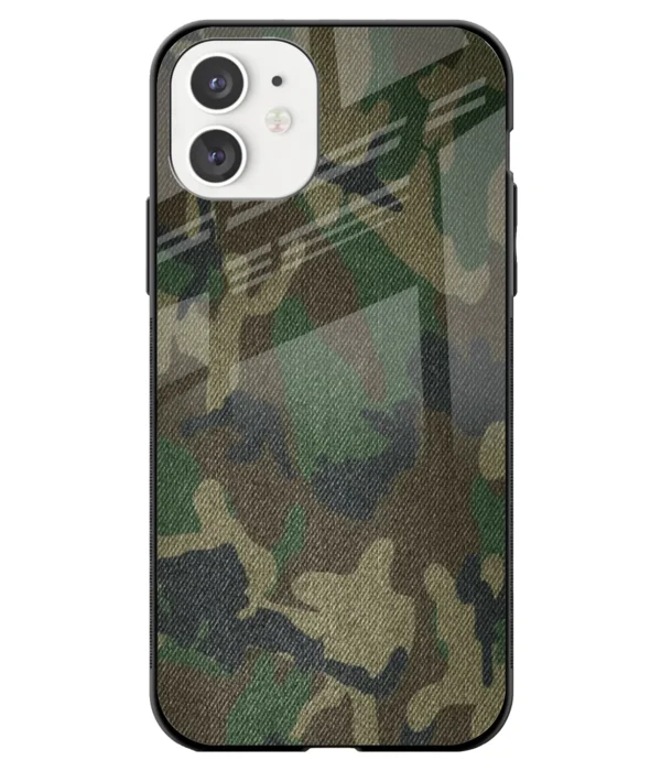 Green Texture Camouflage Pattern Printed Glass Case