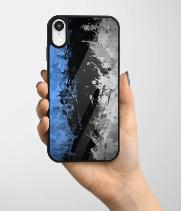 Grunge Blue Grey Art Printed Glass Case