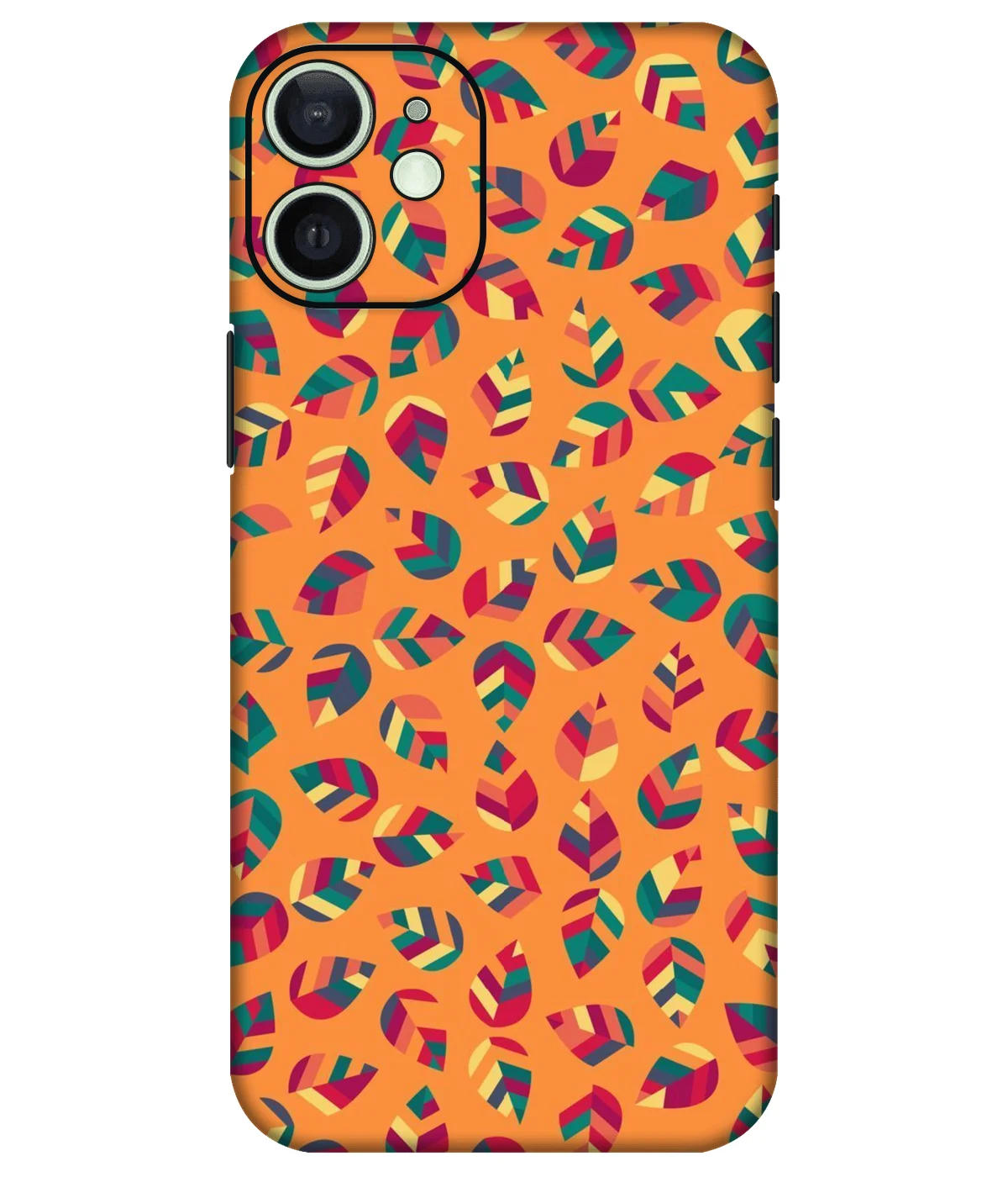 Leaves Pattern Orange Printed Mobile Skin