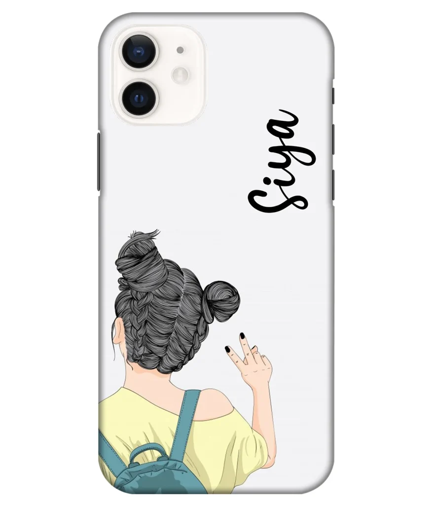 Women With Backpack Printed Name Case