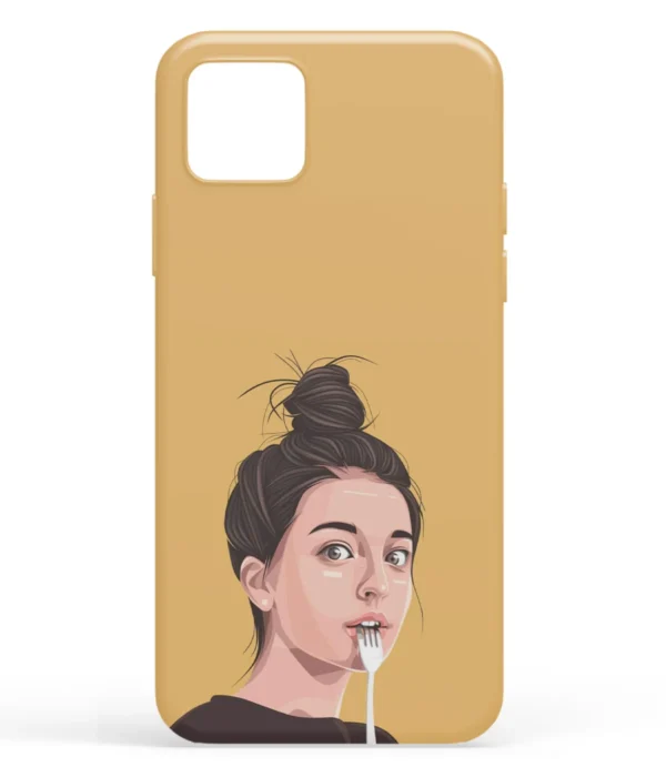 Girl With Spoon Artwork Printed Soft Silicone Mobile Back Cover