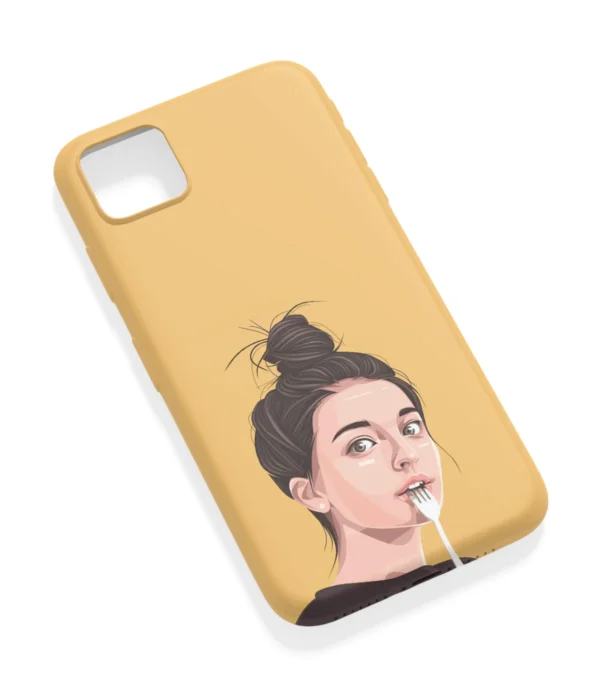 Girl With Spoon Artwork Printed Soft Silicone Mobile Back Cover