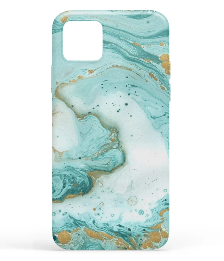 Golden Blue Marble Pattern Printed Soft Silicone Mobile Back Cover