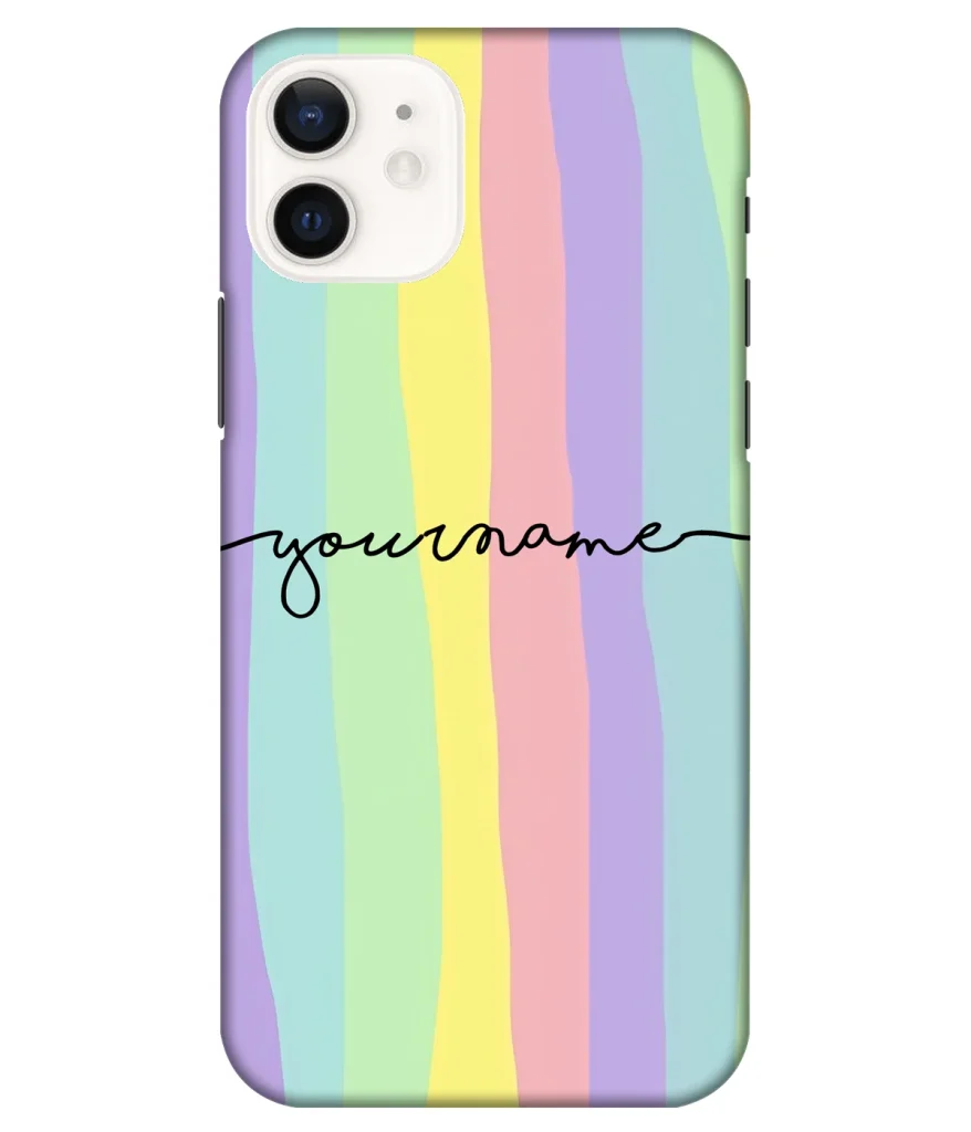 Pastel Rainbow Pattern Printed Name Case