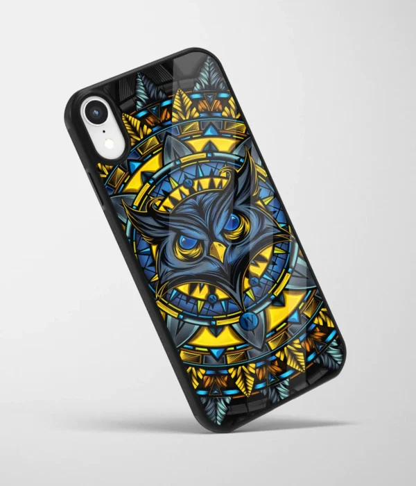 Mighty Owl Artwork Yellow Printed Glass Case