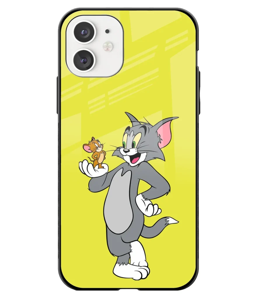 Tom And Jerry Minimal Artwork Printed Glass Case