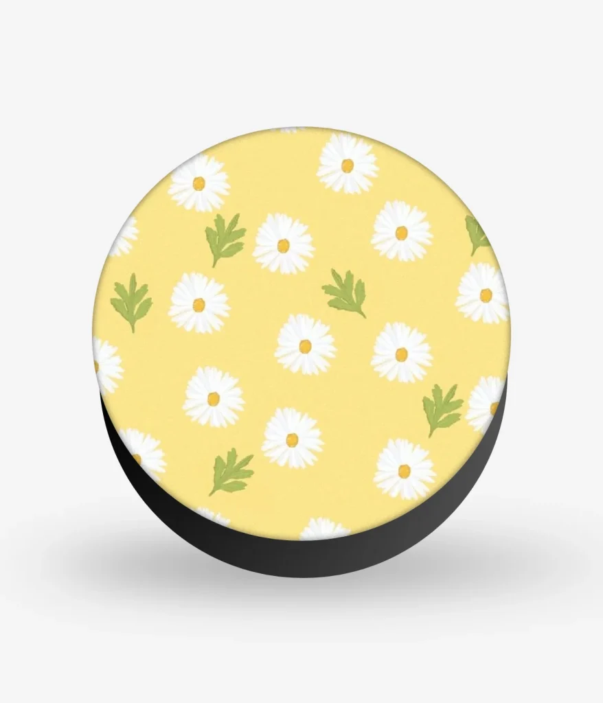 Daisy Flower Pattern Yellow Pop Socket