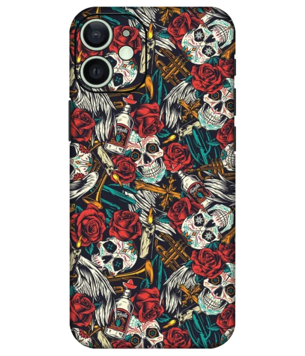 Skull And Rose Pattern Printed Mobile Skin