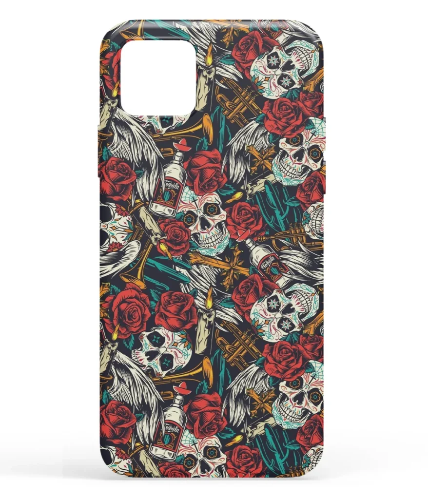 Skull And Rose Pattern Printed Soft Silicone Back Cover