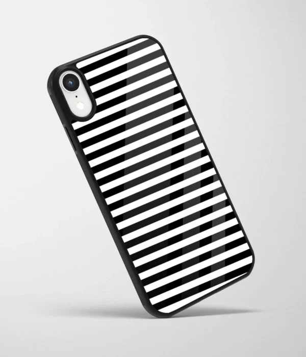Black And White Stripes Printed Glass Case